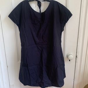 COS cotton navy a-line shift dress with back tie